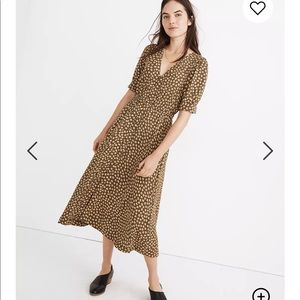 Madewell Button Cuff Midi Dress in Woodcut Flowers